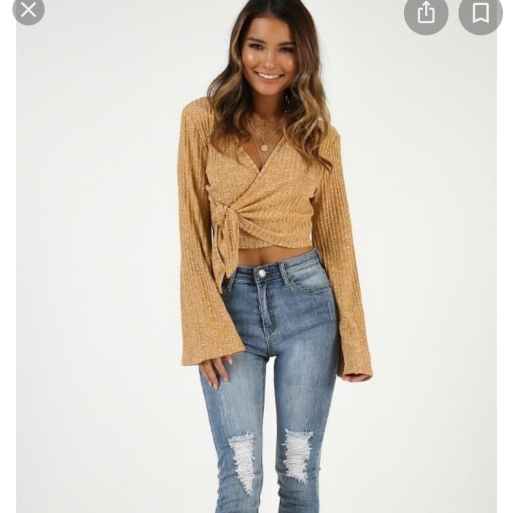 Showpo Pure Shores Top in mustard